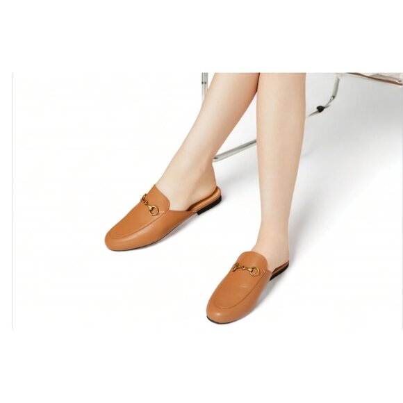 Vertundy Women's Mules Low Heel Flats Leather Slip On Backless Sandals Lady Work - Picture 3 of 7